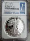 2021-W Silver Eagle T1 NGC PF69 UC FDOI Congrats Set 1 oz .999 🔥