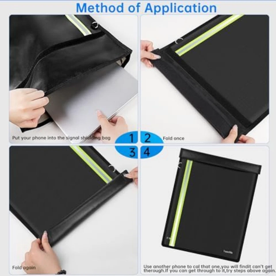 Pacote com 4 bolsas Faraday à prova de fogo para laptops, tablets, rádio, celular, chaves de carro, R - Imagem 4 de 4