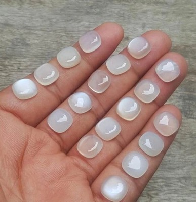 White Moonstone Cushion Cabochon 6mm To 12mm Natural Loose Gemstone