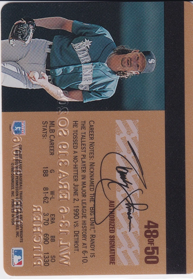 Randy Johnson - Studio Gold - 1995 Donruss - Image 2 of 2