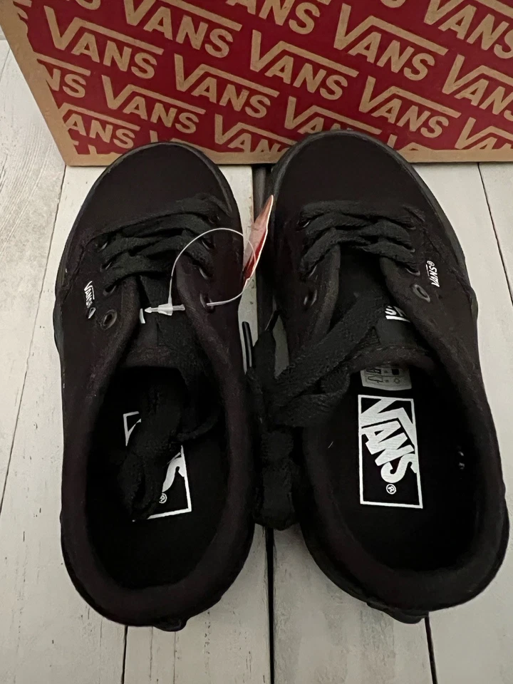 Sapatos juvenis Vans Atwood de lona preto/preto tamanho 4y EUA - Imagem 2 de 4