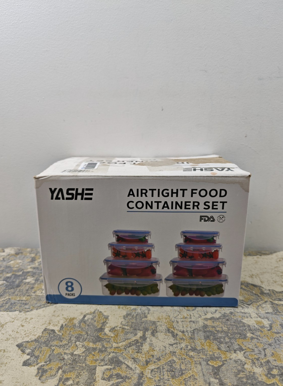 YASHE Food Storage Containers - 16 Pieces (8 Containers & 8 Lids) Plastic Food C
