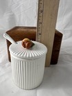 Vintage Italy Fruit Pear? top Jam Jar W Lid & Spoon — photo 1
