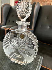 Bohemia Crystal 24 oz Clear Hand Cut Geometric Cut Glass Decanter w/ Stopper