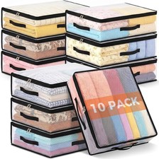 10-Pack Clear Zipper Storage Bags for Clothes, Bedding, Toys