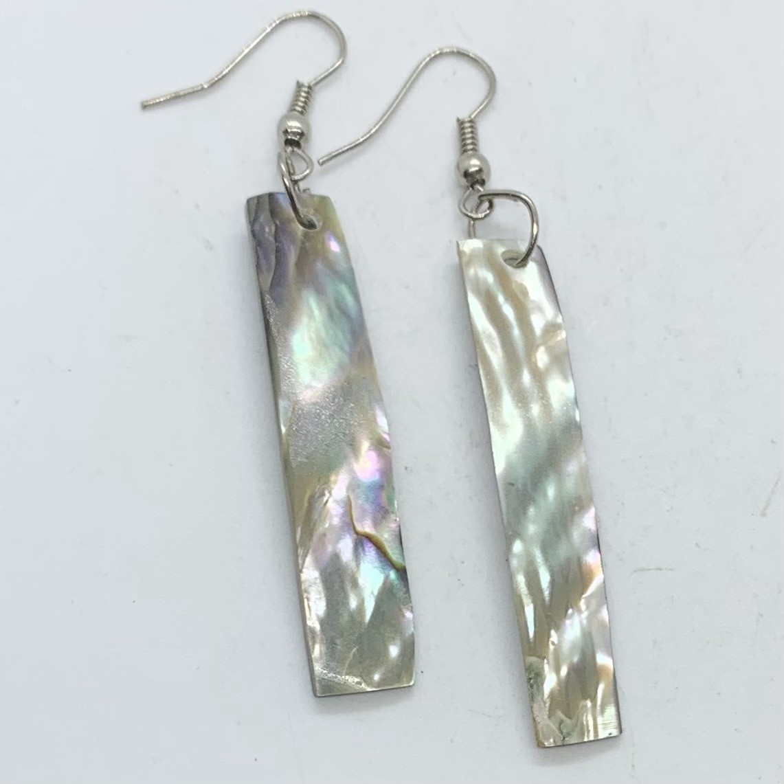 Vtg Abalone Drop Statement Earrings Hook Dangle B… - image 8