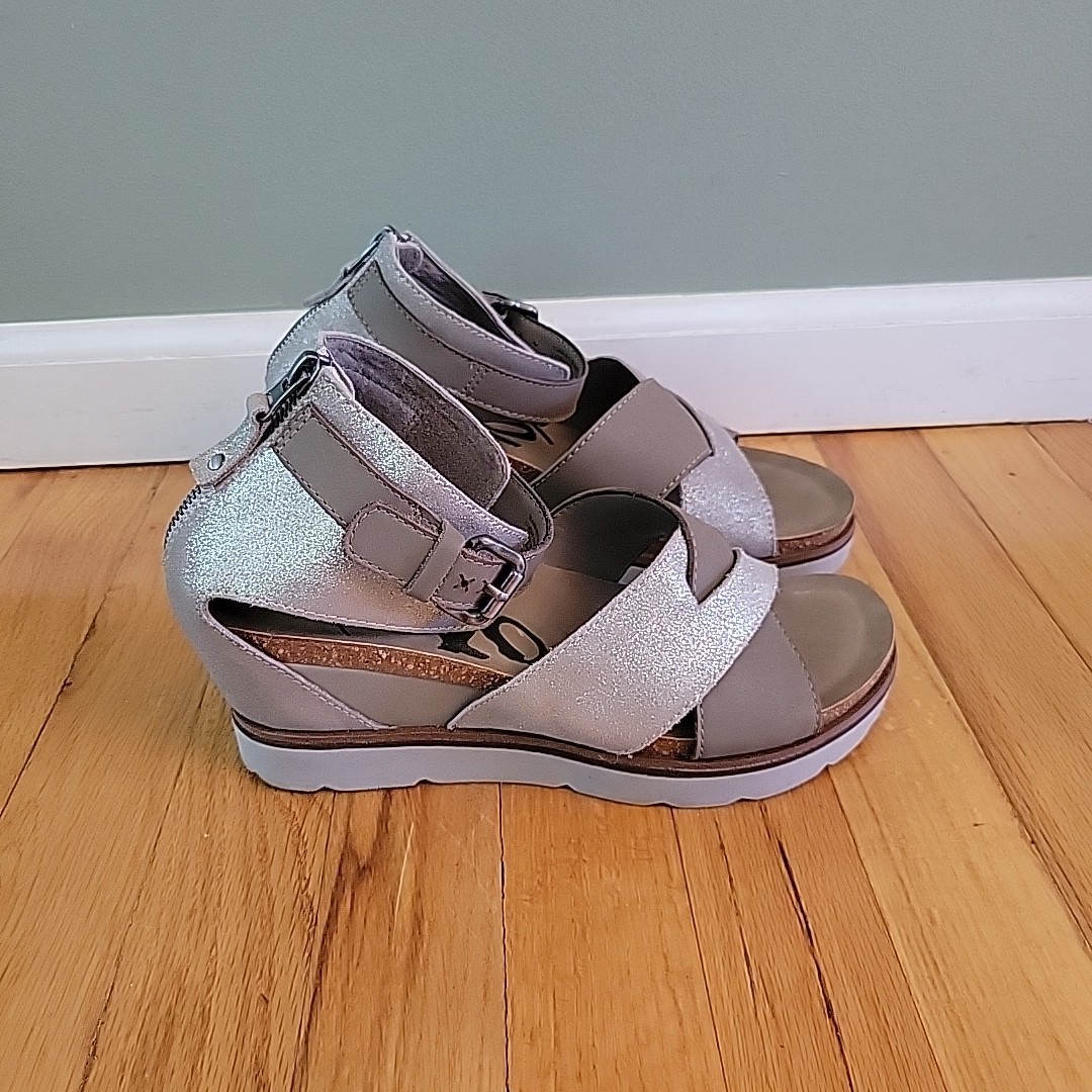 APL Sandali con zeppa OTBT Teamwork punta aperta chiusura fibbia alla caviglia cerniera posteriore taglia 8 5