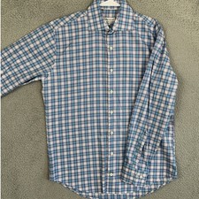 Peter Millar Shirt Mens Medium Blue Purple Button Up Plaid Long Sleeve Stretch
