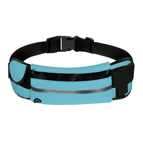 Sac Banane Sport Ceinture Réglable Fermeture Boucle Bande Réfléchissante Bleu - Photo 2 sur 6