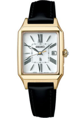 SEIKO LUKIA Grow SSVW212 White square leather belt Women's Watch