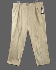 Chaps Men's Jackson Relaxed Fit Pleated Pants Size 40x32 Khaki NWT