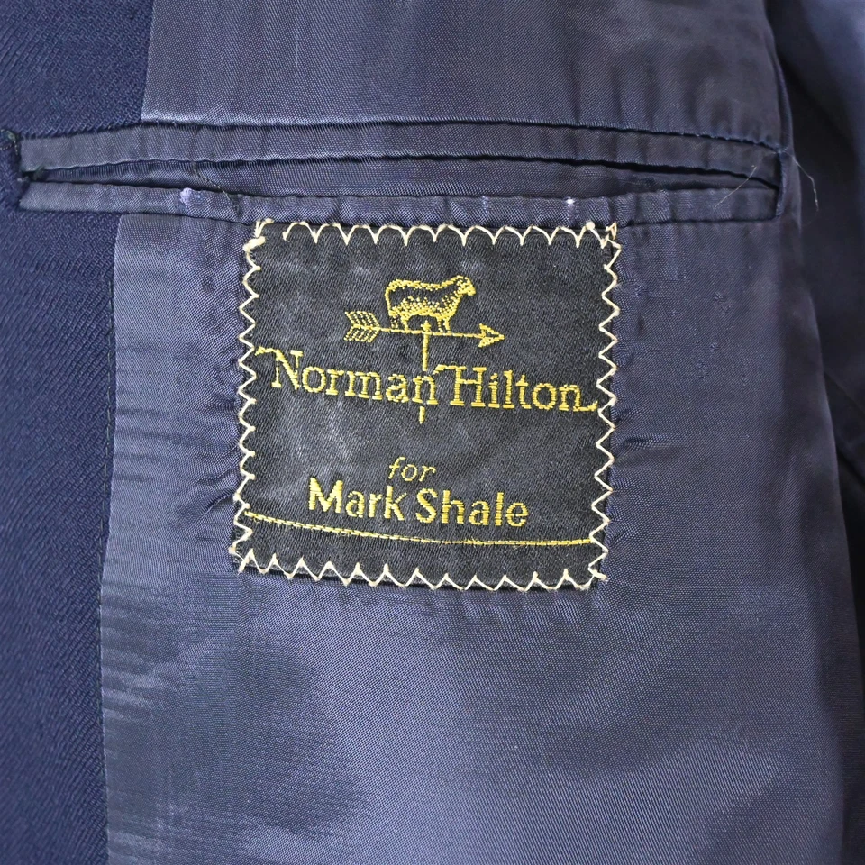 De Colección Hecho en EE. UU. Norman Hilton 46L Azul Marino Lana Para Hombres Blazer Traje Chaqueta Abrigo Deportivo Foto 4 de 4