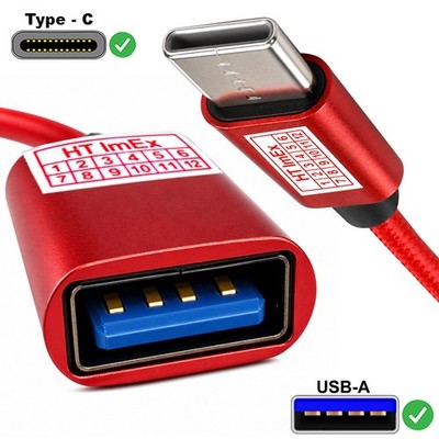 USB-C (stecker) auf USB-A (buchse) OTG-Adapter kabel nylon USB-Stick rot
