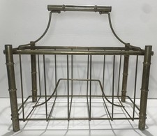 Metal Magazine Rack Caddy Gold Bamboo Regency Vintage Rust 533