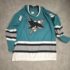CCM San Jose Sharks NHL Hockey Jersey XL Men's Teal White Black Gray