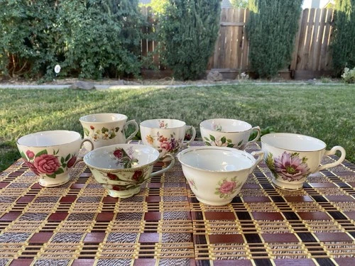 Lot Of 7 Vtg Fine Bone China Tea Cups Only - Multi Brands - Replacement