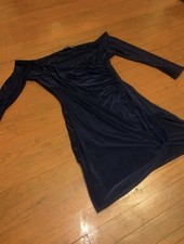 Women's Solid Blue Bodycon Dress Solid Size Large/12 Long Sleeve Pre Owed