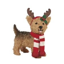 20" LED Lighted Fluffy Yorkshire Terrier Christmas Statue Outdoor Holiday Decor