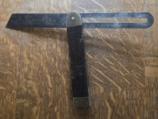 Vintage Wood and Brass Sliding T Bevel Gauge Square 10 3/4" Long