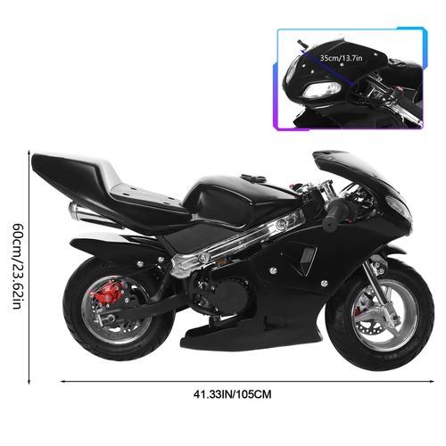 2025 Kids 49cc 2-Stroke Dirt Bike Pit Bike Gas Powered Off Road Motorcycle Black - Picture 6 of 13