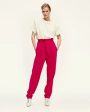 Isabel Marant Hot Pink High Waist Pantalon Vilardo Corduroy Pants 34 Nwt