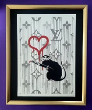 DEATH NYC Hand Signed LARGE Print COA Framed 16x20in Mismaland Banksy Graffiti %