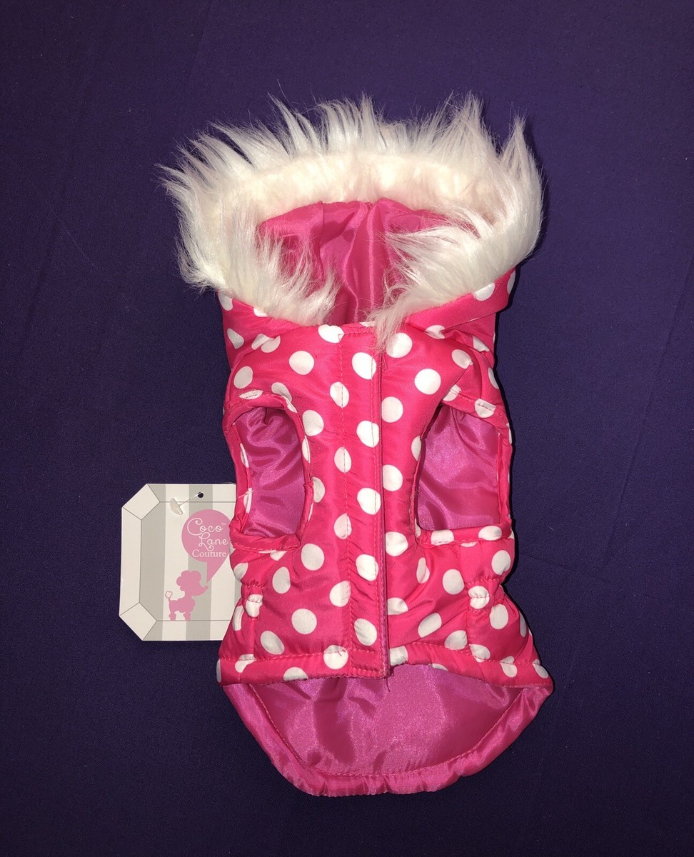 Coco Lane Couture Dog Cat Coat Puffer Parka Faux Fur Hot Pink - Main Image