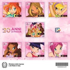 * FRANCOBOLLO WINX CLUB + 6 Erinnofili Foglietto Completo ITALIA 2024 Nuovo *