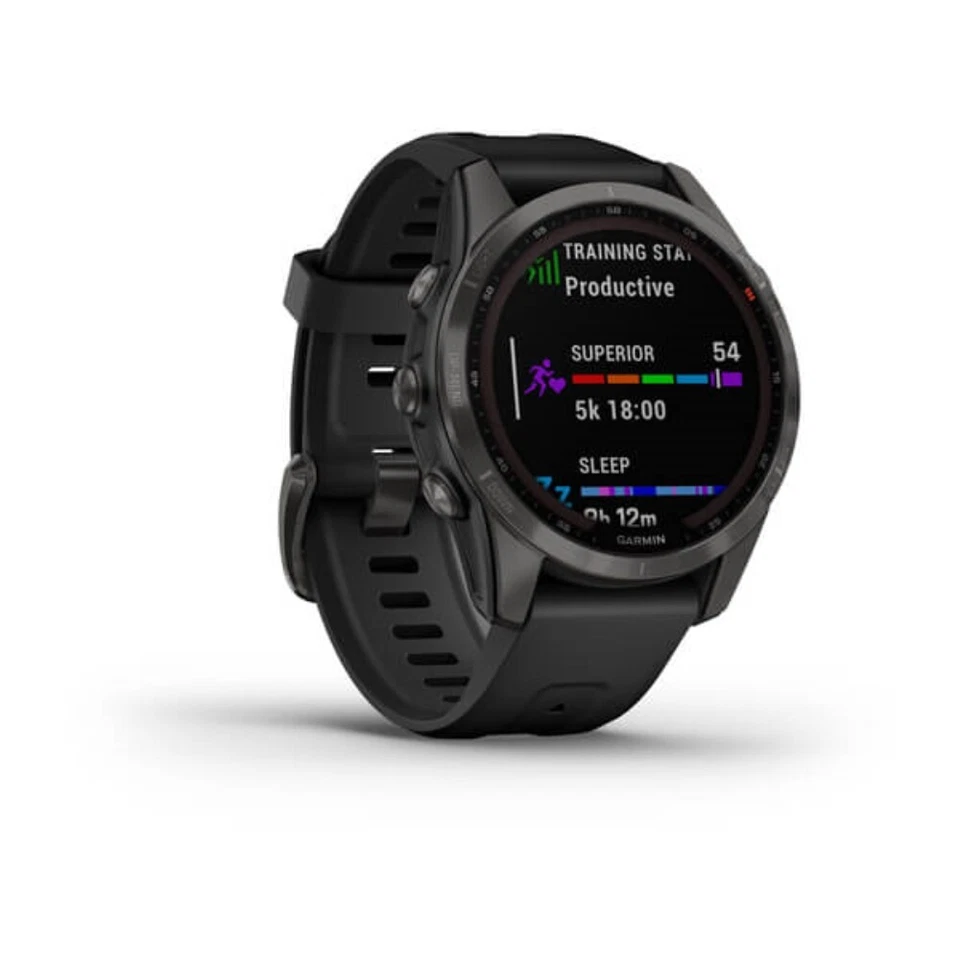 Garmin fenix 7S Sapphire Solar GPS Watch | Carbon Gray DLC Titanium with Black - Image 3 of 4