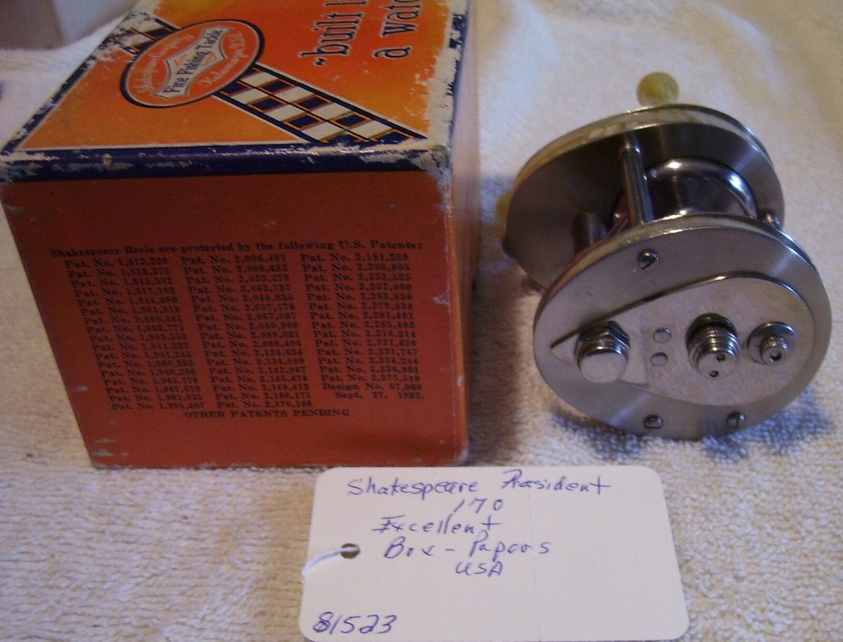81523 EXCELLENT SHAKESPEARE PRESIDENT 1970 REEL READ TAG BOX