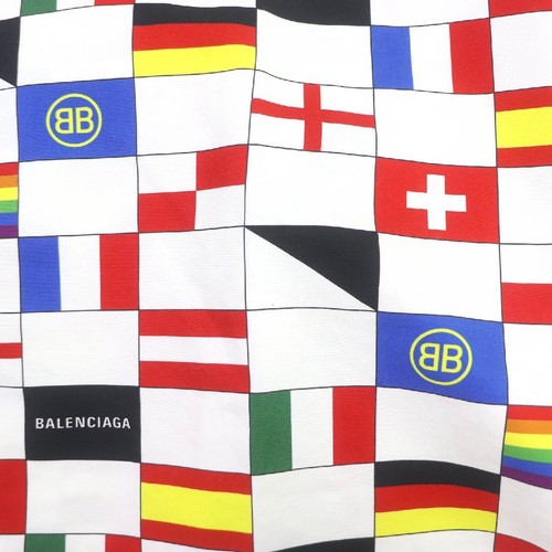 Balenciaga 18SS 556869 Cotton Flag Oversized Short Sleeve Shirt White Size 38 - Picture 5 of 10