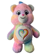 Unlock the Magic Basic Fun Multi Color Tye-Dye Rainbow Care Bear Stuffed Plush