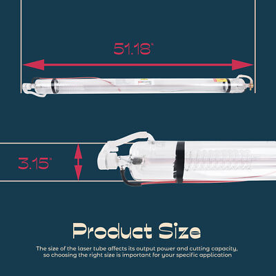 80W Laser Tube for CO2 Laser Engravers and Cutters 1300mm with Metal Head