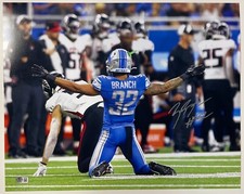 BRIAN BRANCH SIGNED DETROIT LIONS 16X20 BECKETT WITNESS COA