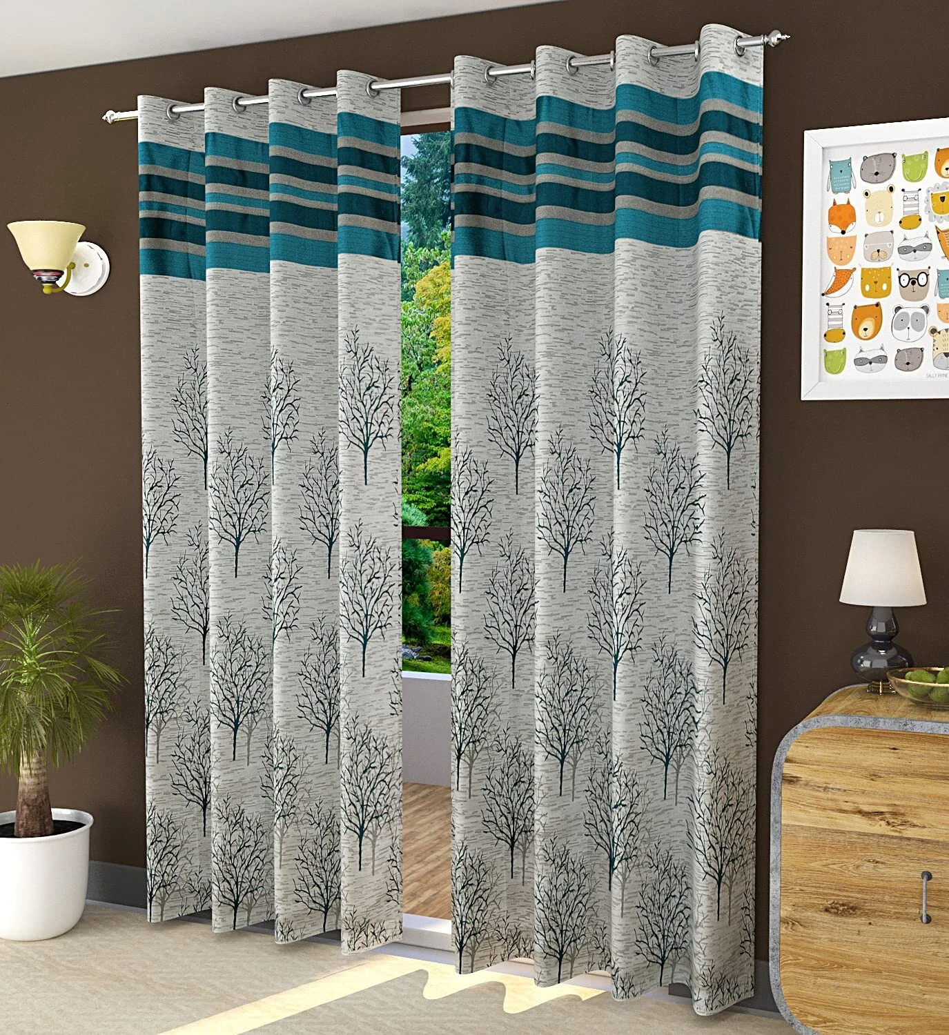 Polyester Curtains for Door 7 Feet Long Pack Of 2 Pcs Blue