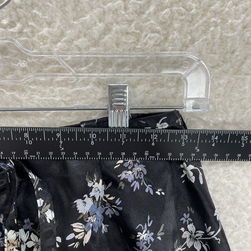 90s Y2K Vintage Mini Skirt 4 26 S Small Black Satin Floral Tie Boho Fairy Grunge - Picture 5 of 9