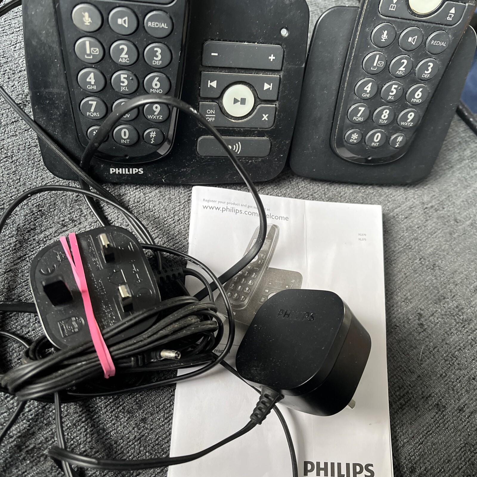 Philips XL375 Duo Cordless House Home Phone Digital Answering Machine & Manual eBay