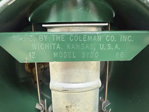 COLEMAN VINTAGE 1966 MODEL 5120 LP GAS LANTERN SINGLE MANTEL PYREX BUBBLE GLOBE - Picture 6 of 6