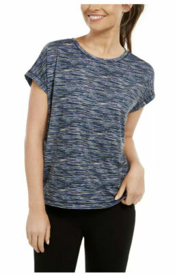(NWT) Ideology Women's Space-Dyed Short Dolman Sleeve T-Shirt, Green Zinnia, L