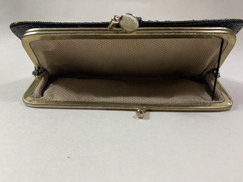 Vintage Inspired Tapestry Faux Leather Double Sided Coin Purse Faux Suede Lining - Picture 17 of 19