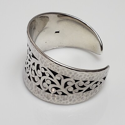 Lois Hill Sterling Silver Hammered Filigree Wide Cuff Bracelet | eBay