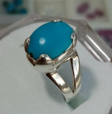 Beautiful Natural Hussaini Feroza Stone Ring Real Tuquoise Ring Silver Sterling