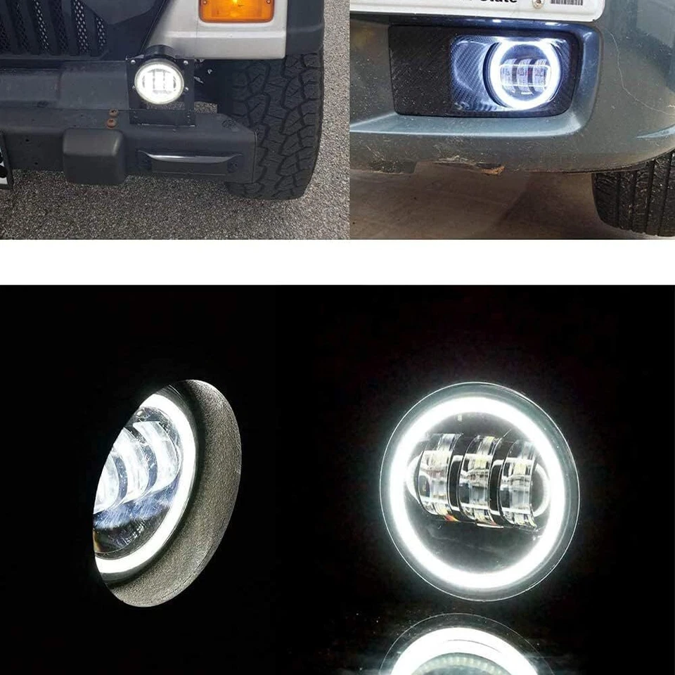 Par de luces antiniebla LED redondas de 4 pulgadas parachoques delantero para 94-01 Dodge RAM 1500 2500 3500 Foto 3 de 4