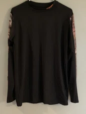 Yukon Gear T- Shirt Long Sleeve Black with Camo on the Sleeves Size Medium Mens