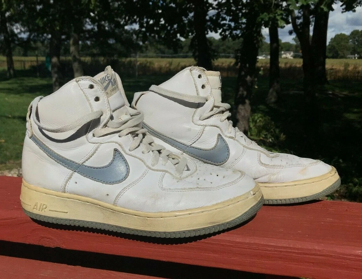 Vintage 1997 Nike Air Force One High Top White SC Grey Sneaker Size 8.5 |