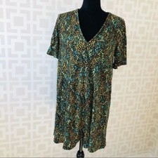 Zara Shirt Dress Short Sleeve Black Floral Cozy Mini Size L