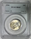 1934 Silver Washington Quarter, PCGS MS-65, Medium Motto, Nice Light Toning!