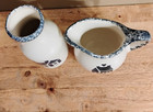 Vintage Hand Painted Glazed Finish 6" Pitcher & 8" Milk Jug Lot w Stamped Int — photo 2