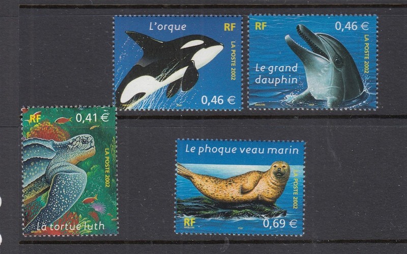 France #2892-95 Euro Values (Mint Never Hinged) Sea Creatures 