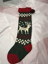 Vintage Knit Christmas Stocking Reindeer 24 Long